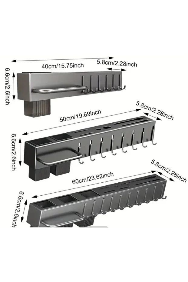 50 cm Mutfak Rafı Organizer Askılık Duvara Monte Kendinden Yapışkanlı Düzenleyici Delmeden Montaj